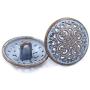 Bezelry 12 Pieces Flowery Engraving Copper Blue Openwork Metal Shank Buttons 18mm (11/16 inch)