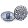Bezelry 12 Pieces Flowery Engraving Copper Blue Openwork Metal Shank Buttons 18mm (11/16 inch)