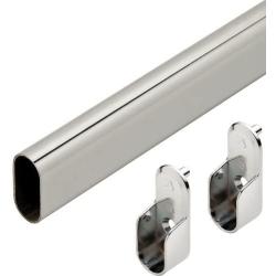 48'' Polished Chrome Closet Rod With 2 End Supports