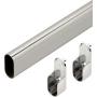 48'' Polished Chrome Closet Rod With 2 End Supports