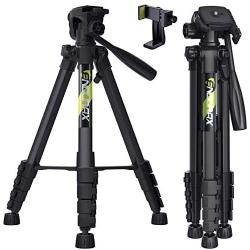 Endurax 67'' Video Camera Tripod for Nikon Canon, DSLR Cameras Stand Tall Tripods Lightweight Aluminum with Universal Phone Mount and Carry Bag