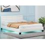 LAGRIMA Full Size LED Bed / Modern Upholstered Faux Leather Bed with 8 Color Changing LED Light / 2.8-Inch Solid Wooden Slats Support / White, Full