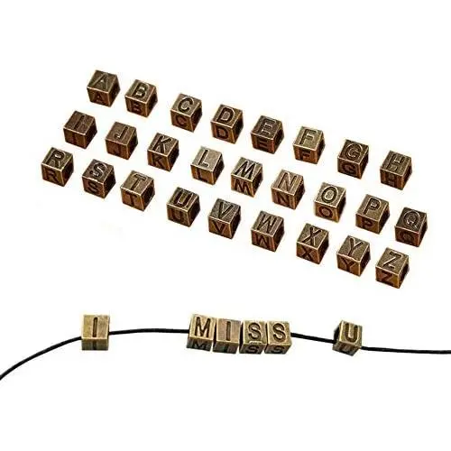 Mystart 104 Pieces(4 Sets) English Alphabet Letter''A-Z'' Cube Beads Loose Beads Charms for Making Jewelry Bracelets Mystart 104 Pieces(4 Sets) English Alphabet Letter''A-Z'' Cube Beads Loose Beads Charms for Making Jewelry Bracelets