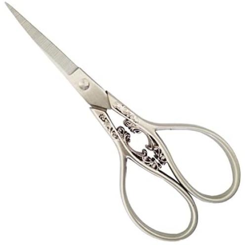 Vintage European Style Scissors Silver Auspicious Clouds Pattern Scissors Shears for Embroidery Sharp Small Craft DIY Cutting Supplies, 4.3 inch