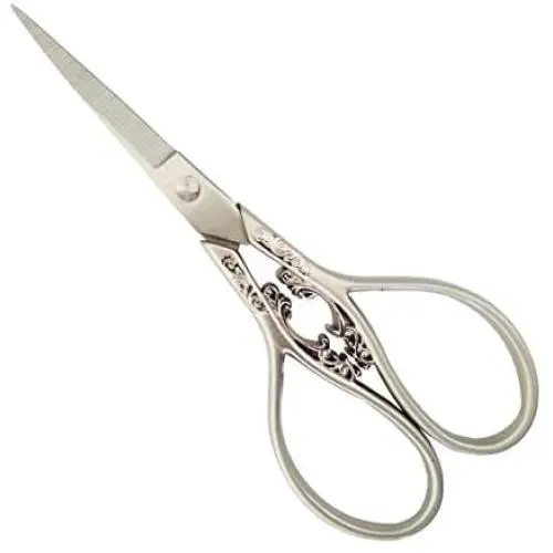 Vintage European Style Scissors Silver Auspicious Clouds Pattern Scissors Shears for Embroidery Sharp Small Craft DIY Cutting Supplies, 4.3 inch
