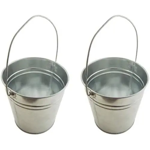 Set of 2-Galvanized Metal Pail Buckets Size: 6'' Tall X 7-3/4'' Diam Set of 2-Galvanized Metal Pail Buckets Size: 6'' Tall X 7-3/4'' Diam