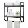 Weven Industrial Metal 23.6'' Bathroom Shelves Wall Mounted,2-Tier Rustic Wall Shelf Over Toilet,Towel Rack with Towel Bar,Floating Shelf Towel Holder,Black Weven Industrial Metal 23.6'' Bathroom Shelves Wall Mounted,2-Tier Rustic Wall Shelf Over Toilet,Towel Rack with Towel Bar,Floating Shelf Towel Holder,Black