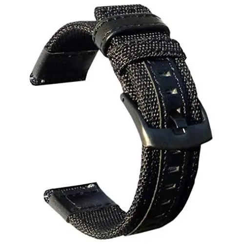 Olytop Compatible Ticwatch S2 Band / Ticwatch Pro Band, 22mm Galaxy Watch 3 Bands 45mm Quick Release Premium Nylon with Leather Replacement Bands for 46mm Galaxy Watch Women Men Smartwatch - Black Olytop Compatible Ticwatch S2 Band / Ticwatch Pro Band, 22mm Galaxy Watch 3 Bands 45mm Quick Release Premium Nylon with Leather Replacement Bands for 46mm Galaxy Watch Women Men Smartwatch - Black