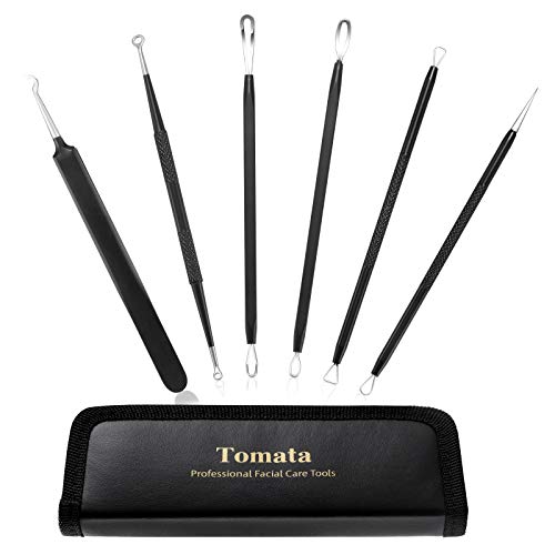 Tomata Blackhead Remover Comedone Extractor - (6 Piece Kit) - Professional Stainless Pimples Comedone Extractor Removal Tool