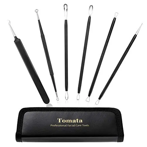 Tomata Blackhead Remover Comedone Extractor - (6 Piece Kit) - Professional Stainless Pimples Comedone Extractor Removal Tool