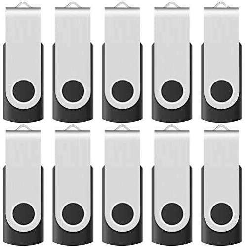 [Not 128GB ] Enfain 10 Pack Small Capacity 128 MB USB Flash Drive Bulk 128MB Thumb Drives in Black, with LED Indicator, 12 x Removable White Labels for Marking Contents Loaded