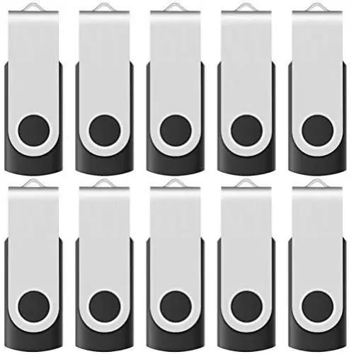 [Not 128GB ] Enfain 10 Pack Small Capacity 128 MB USB Flash Drive Bulk 128MB Thumb Drives in Black, with LED Indicator, 12 x Removable White Labels for Marking Contents Loaded