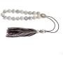 White Howlite Gemstone, Handmade Greek Worry Beads or Komboloi with Alpaca Metal Parts on Pure Silk Cord & Tassel, Length 32cm (12.6)