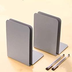 CY craft 4 Pieces Metal Bookends,Non-Skid Heavy Duty Book Ends,Bookends for Shelves,Office Book Holder and Book Stopper for Books/Movies/CDs,Gray,8.1X5.3X3.95 Inch