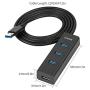 Unitek 4-Port USB 3.0 Hub Long Cable 48-inch with Micro USB Charging Port, Fast Data Transfer USB Hub Extender Extension Connector Compatible Windows PC, Mac, Surface Pro, Laptop, Printer, 4FT - Black