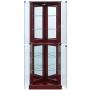 BELLEZE Woody Lighted Corner Curio Cabinet Tempered Glass Door 6 Shelves, Cherry