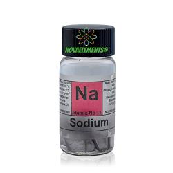 Sodium Metal Element 11 Sample Na, Pure 1 Gram 99,8% Pieces Under Mineral Oil Inside Labeled Glass Vial