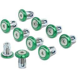 NRG Innovations FW-100GN 10PCs 20MM Wide Fender Washer + Bolt Kit (Rivets for Metal, Green Washer, Silver Bolt)