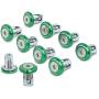 NRG Innovations FW-100GN 10PCs 20MM Wide Fender Washer + Bolt Kit (Rivets for Metal, Green Washer, Silver Bolt)