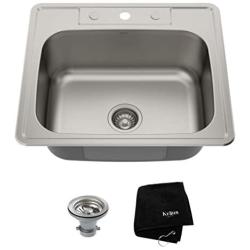 Kraus KTM25 25 inch Topmount Single Bowl 18 gauge Stainless Steel Kitchen Sink