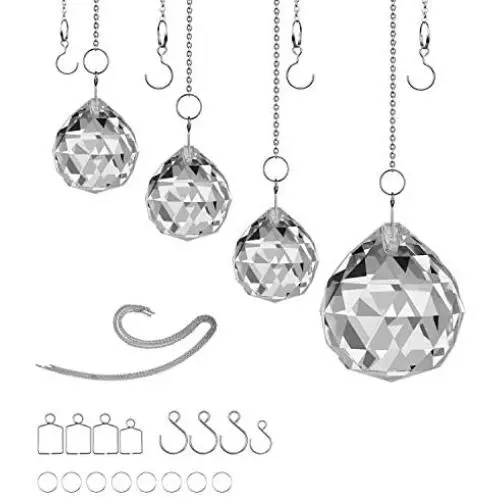 MerryNine Clear TOP K9 Crystal Prism Ball Pendant kit Suncatcher Rainbow Pendants Maker, Hanging Crystals Prisms with Beautiful Chain