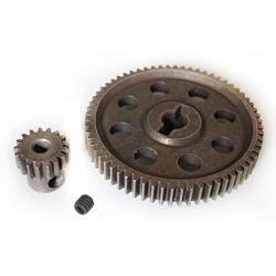 JFtech 11184 & 11119 Differential Steel Metal Main Gear 64T & Motor Gear 17T Combo for RC HSP 1/10 Car Truck