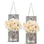 HOMKO Decorative Mason Jar Wall Decor - Rustic Wall Sconces with 6-Hour Timer LED Fairy Lights and Flowers - Farmhouse Home Decor (Set of 2) HOMKO Decorative Mason Jar Wall Decor - Rustic Wall Sconces with 6-Hour Timer LED Fairy Lights and Flowers - Farmhouse Home Decor (Set of 2)
