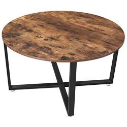 VASAGLE ALINRU Round Coffee Table, Industrial Style Cocktail Table, Durable Metal Frame, Easy to Assemble, for Living Room, Rustic Brown ULCT88X