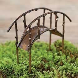 jeremie Miniature Fairy Garden Accessories - Mini Metal Bridge - Rustic Finish