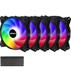 upHere 120mm 5V 3PIN Addressable RGB Case Fan Motherboard Sync Adjustable Colorful LED Fans with Controller 5x120mm PWM Fans PF1207-5