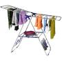 Bartnelli Laundry Drying Rack for Clothes - Heavy Duty Stainless-Steel Adjustable Gullwing Drying Rack Stand - Foldable and Space Saving, Indoor-Outdoor, Lightweight, with Hooks to Dry Shoes