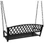 Grepatio All Weather Outdoor Porch Swing, Modern Hanging Patio Swing Bench for Home Garden, Classic Black (Fashion Diamond)