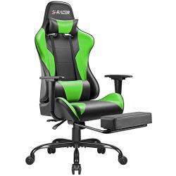 Homall Gaming Chair Computer Office Chair Ergonomic Desk Chair with Footrest Racing Executive Swivel Chair Adjustable Rolling Task Chair (Green)