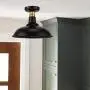Semi Flush Mount Ceiling Light 12-inch Farmhouse Metal Rustic Lighting Fixture, Antique Brass Mount & Rich-Oil Rubbed Bronze Finish, Industrial Pendant Lights Fixtures for Indoor Outdoor 2Pack