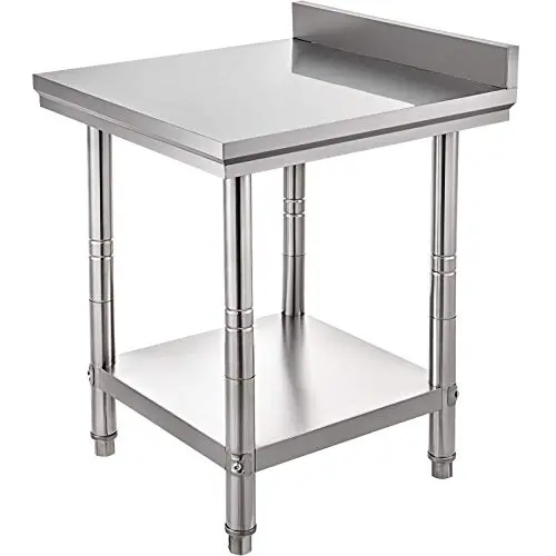Mophorn Stainless Steel Work Table with Backsplash 24 x 24 x 34 Inch Commercial Food Prep Worktable Heavy Duty Prep Worktable Metal Work Table with Adjustable Feet for Restaurant, Home and Hotel Mophorn Stainless Steel Work Table with Backsplash 24 x 24 x 34 Inch Commercial Food Prep Worktable Heavy Duty Prep Worktable Metal Work Table with Adjustable Feet for Restaurant, Home and Hotel