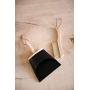 Creative Co-Op DF3015 Metal Dust Pan Handle, Beech Wood Brush & Leather Straps (Set of 2 Pieces) Broom, Black