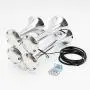 Viping car Horn Silver Four Double Row Horn 12V 170DB Loudspeaker Solenoid Valve Waterproof Pipe Electric The electromagnetic Valve Metal for car Every Vehicle Vans Truck Trains Boats with Large