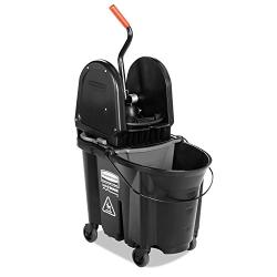 Rubbermaid Commercial WaveBrake 2.0 35 QT Down-Press Mop Bucket and Wringer, Black (1863898)