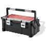 KETER 22 Inch Cantilever Plastic Portable Tool Box Organizer with Metal Latches for Small Parts, Hardware and Tool Storage and Organization