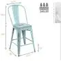 YOUNIKE Metal Bar Stools with High Back 24 Inches Set of 4 Stackable Modern Industrial Distressed Metal Counter Height Indoor Outdoor Kitchen Chairs Green-Blue YOUNIKE Metal Bar Stools with High Back 24 Inches Set of 4 Stackable Modern Industrial Distressed Metal Counter Height Indoor Outdoor Kitchen Chairs Green-Blue