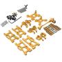 F Fityle Metal Upgrade Part Kits for WLtoys 1/12 124019 1:14 144001 RC Car Truck Front/Rear Swing Arms Steering Group Front/Rear Shock Mounts - Golden