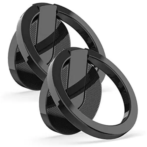 ICHECKEY Cell Phone Ring Holder Stand, 2 Pack 360° Rotation Universal Finger Ring Kickstand with Metal Phone Ring Grip for Magnetic Car Mount Compatible with All Smartphone, iPad, Tablet, Black ICHECKEY Cell Phone Ring Holder Stand, 2 Pack 360° Rotation Universal Finger Ring Kickstand with Metal Phone Ring Grip for Magnetic Car Mount Compatible with All Smartphone, iPad, Tablet, Black