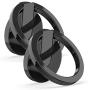 ICHECKEY Cell Phone Ring Holder Stand, 2 Pack 360° Rotation Universal Finger Ring Kickstand with Metal Phone Ring Grip for Magnetic Car Mount Compatible with All Smartphone, iPad, Tablet, Black