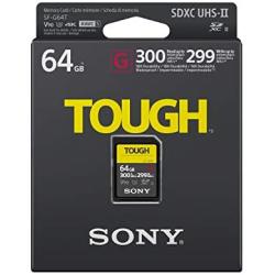 Sony TOUGH-G series SDXC UHS-II Card 64GB, V90, CL10, U3, Max R300MB/S, W299MB/S (SF-G64T/T1), Black