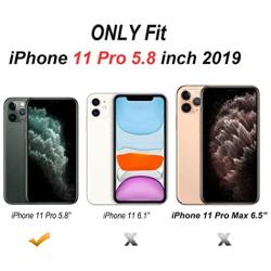 HONTECH Magnetic Case for iPhone 11 Pro, Slim Privacy Magnetic Adsorption Front and Back Tempered Glass with Built-in Screen Protector Metal Bumper Flip Cover 5.8 inch, Black