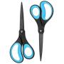 LIVINGO 2 Pack 8'' Titanium Non-Stick Scissors, Professional Stainless Steel Comfort Soft Grip, All-Purpose, Straight Office Craft Scissors for DIY(Blue/Black)