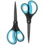 LIVINGO 2 Pack 8'' Titanium Non-Stick Scissors, Professional Stainless Steel Comfort Soft Grip, All-Purpose, Straight Office Craft Scissors for DIY(Blue/Black)