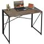 Writing Computer Desk 39'' Modern Simple Study Desk Industrial Style Folding Laptop Table for Home Office Notebook Desk Brown Desktop Black Frame
