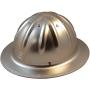 Skull Bucket Aluminum Hard Hats, Full Brim with Ratchet Suspensions Silver, One Size Fits Most