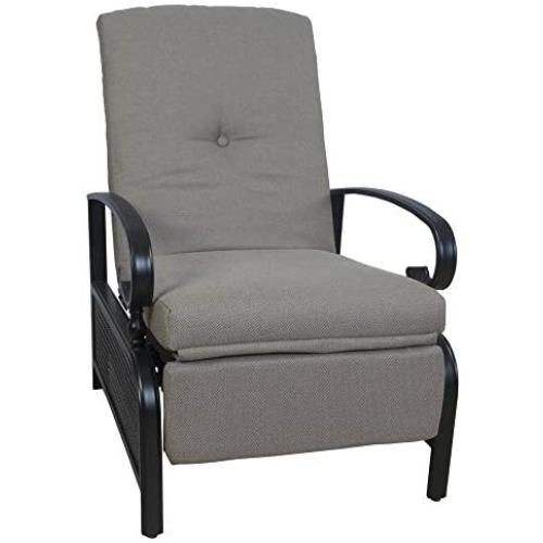 Kozyard Adjustable Patio Reclining Lounge Chair with Strong Extendable Metal Frame and Removable Cushions for Outdoor Reading, Sunbathing or Relaxation (Beige)